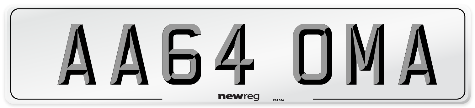 AA64 OMA Number Plate from New Reg